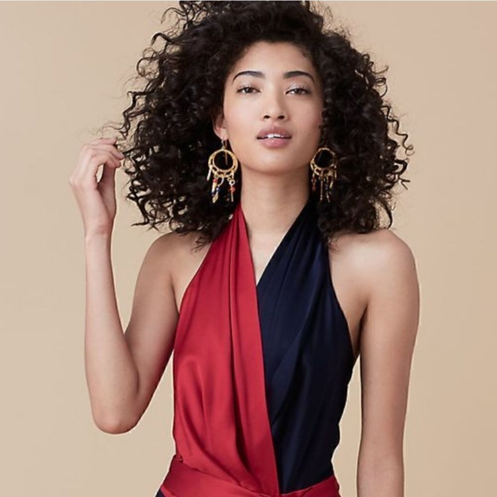 Diane Von Furstenberg Alexander Navy And Red Jumpsuit